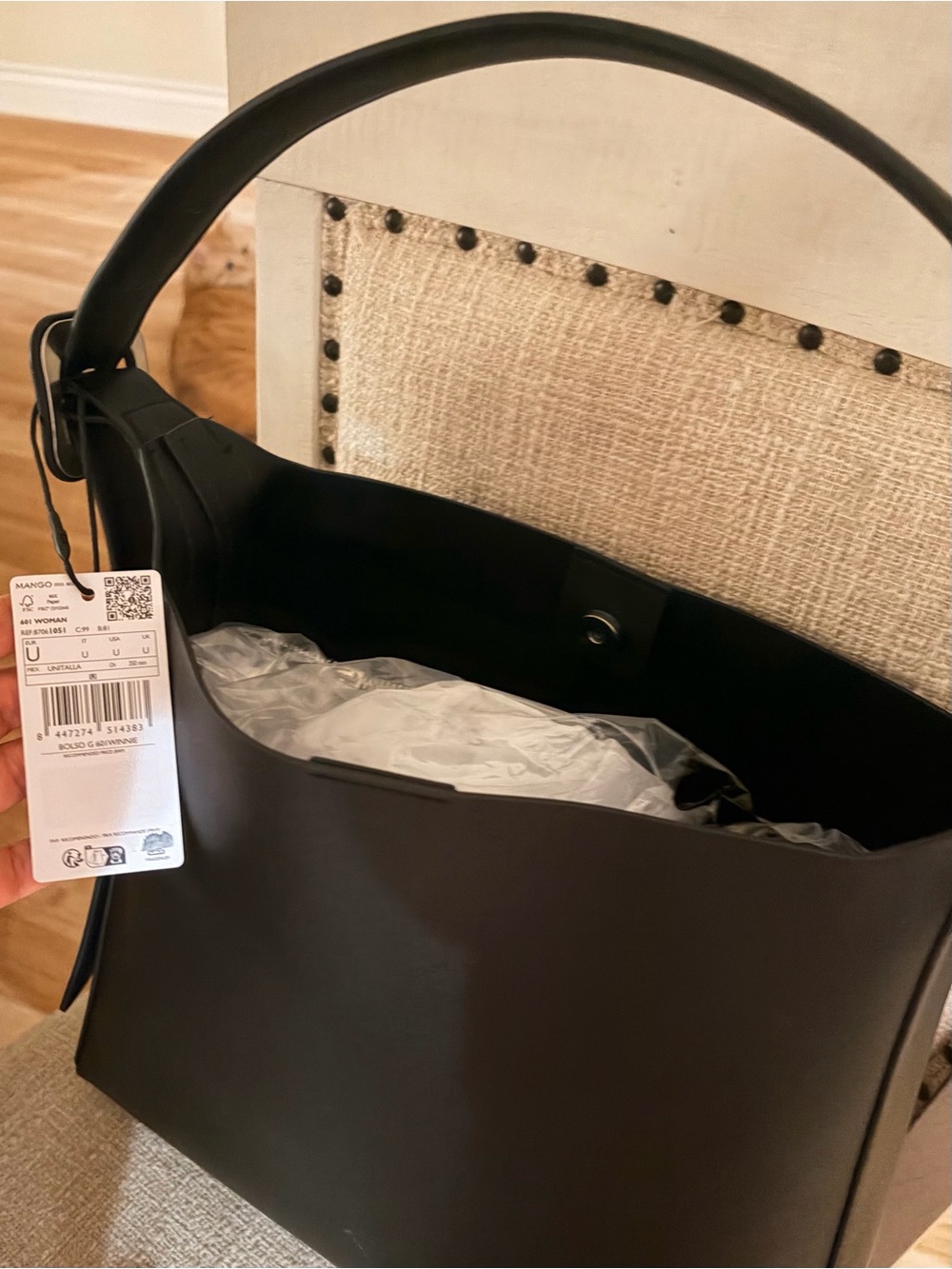 Mango Minimalist Black Leather Shoulder Tote - Women - Picture 5 of 7